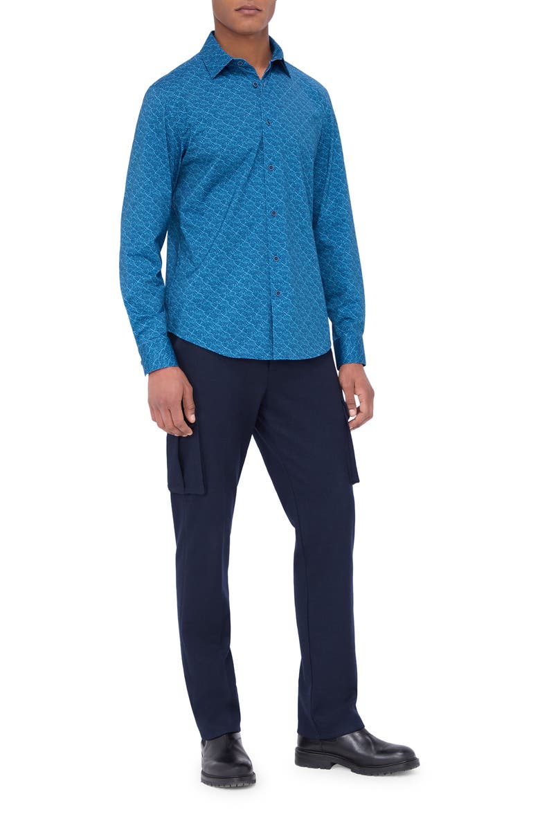 Bugatchi James OoohCotton<sup>®</sup> Abstract Print Button-Up Shirt, Alternate, color, Night Blue