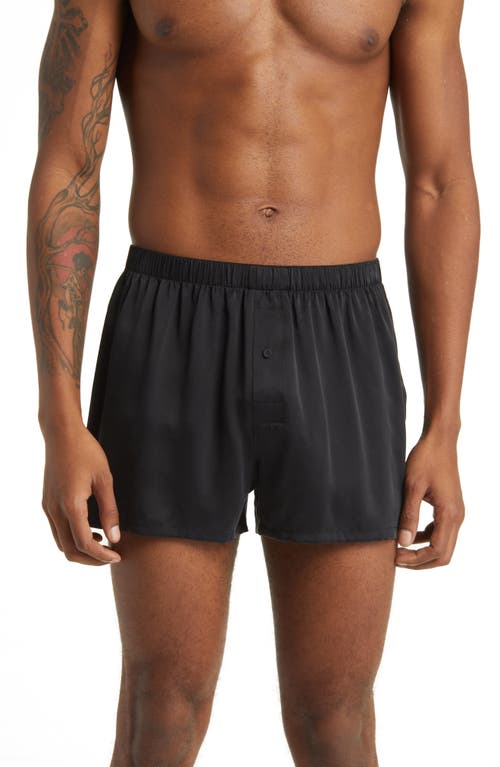 Washable Silk Boxer Shorts in Immersed Black