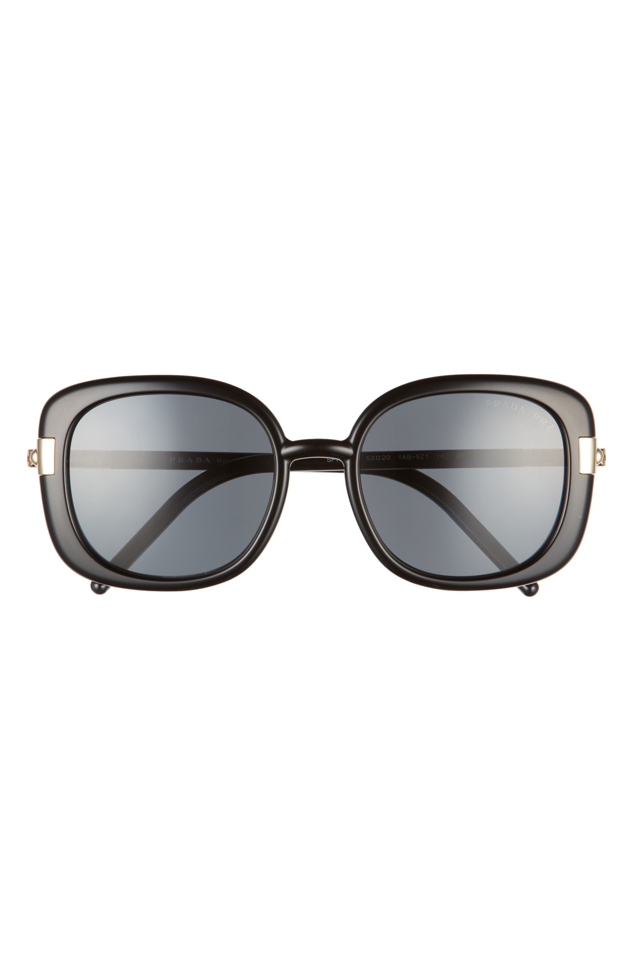 Prada Pillow 53mm Polarized Sunglasses in Black/Polarized Dark Grey at Nordstrom