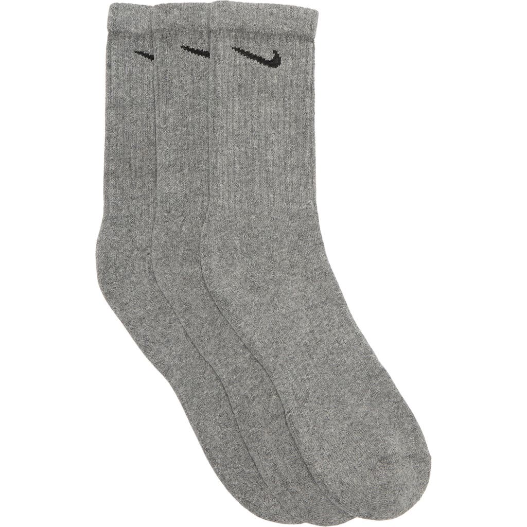 Nike Everyday Cushioned Training Crew Socks In Carbon Heather/black