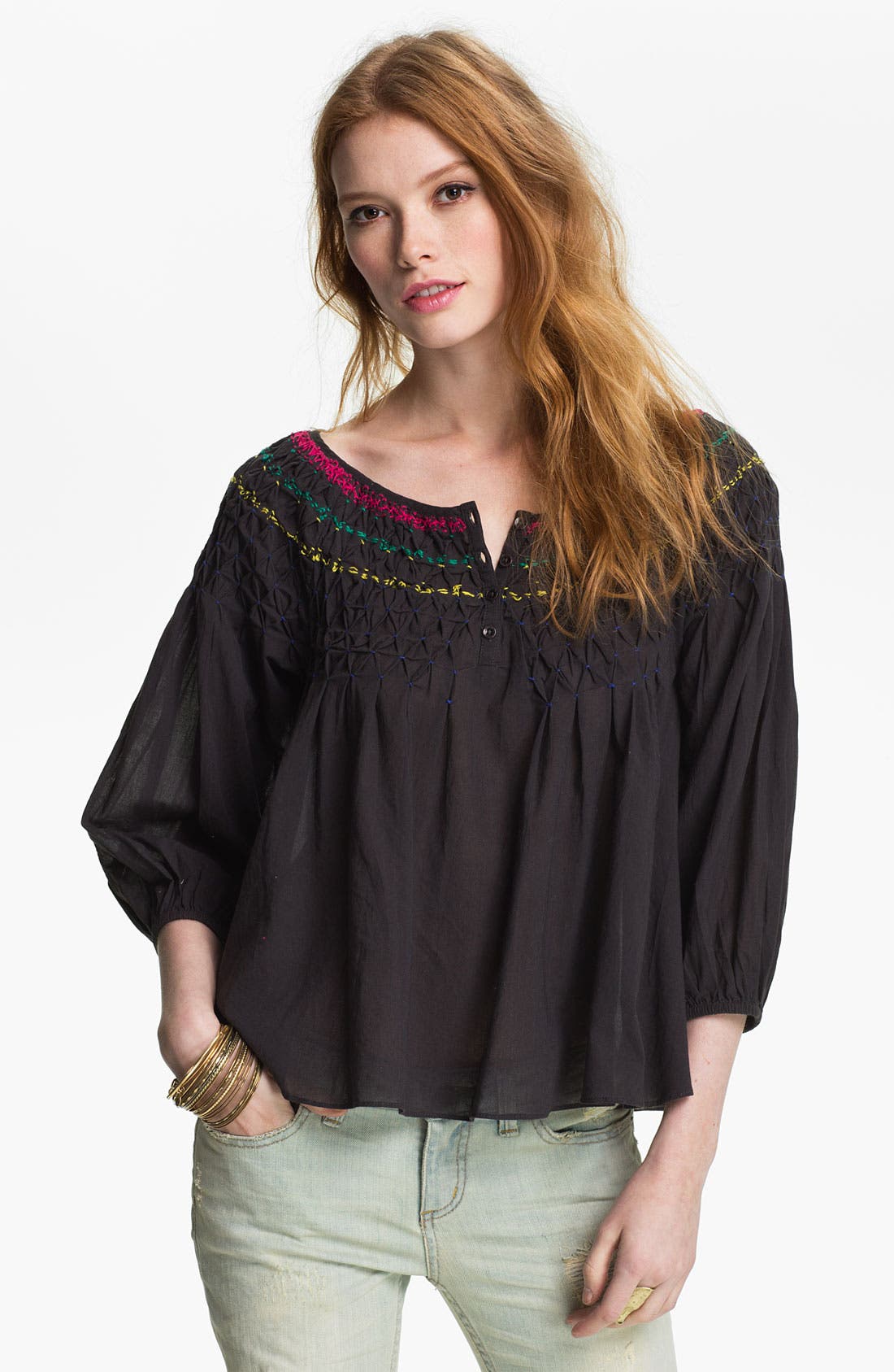 Free People Embroidered Peasant Blouse | Nordstrom