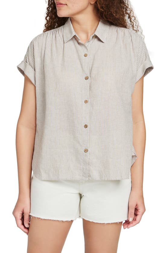 Shop Faherty Breeze Button-up Shirt In Tan Petite