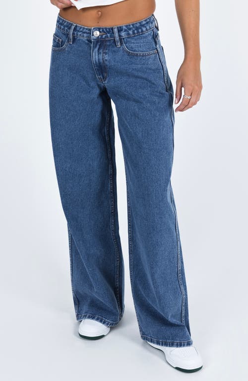 Shop Princess Polly Ramos Low Rise Wide Leg Jeans In Blue