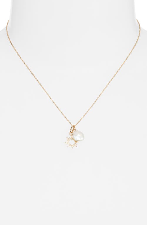 Anzie X Mel Soldera Sun Charm & Heishi Pearl Pendant Necklace In White