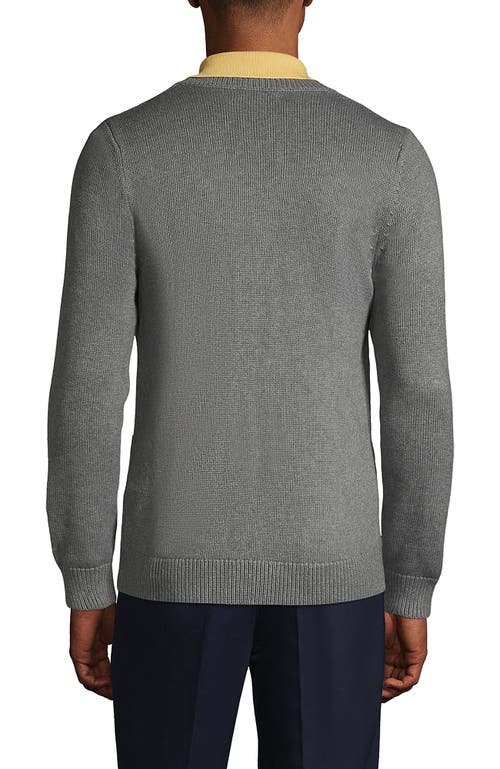 Lands' End School Uniform Cotton Modal Button Front Cardigan Sweater In Pewter Heather