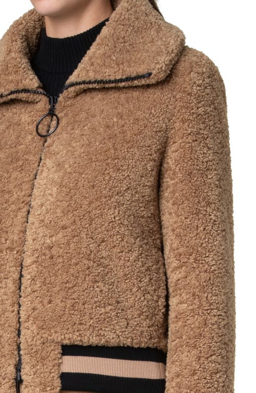 Akris Punto Faux Shearling Bomber Jacket In Caramel