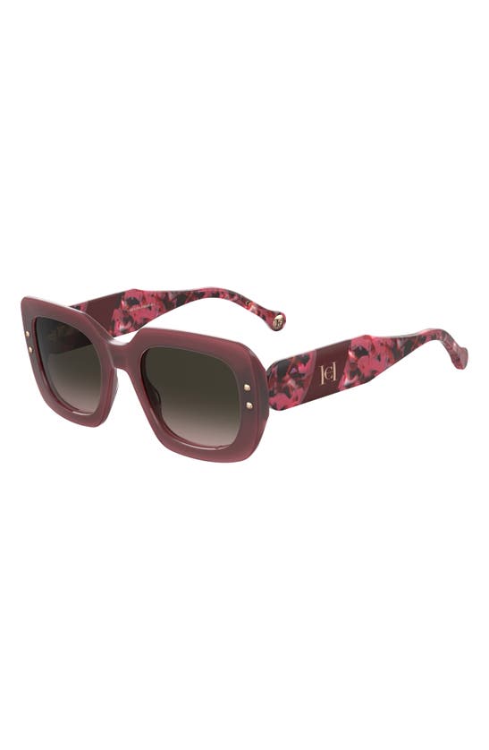 Shop Carolina Herrera 52mm Rectangular Sunglasses In Red