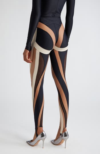 Buy MUGLER Embellished High-rise Spiral Leggings - Black At 50% Off