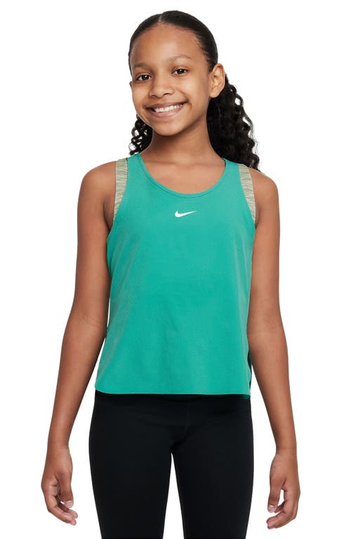 Shop Nike Kids' Dri-fit One Tank Top In Oil Green/jade/white