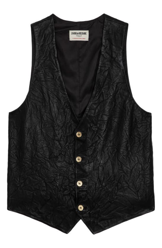 Shop Zadig & Voltaire Emilie Froissé Leather Vest In Noir