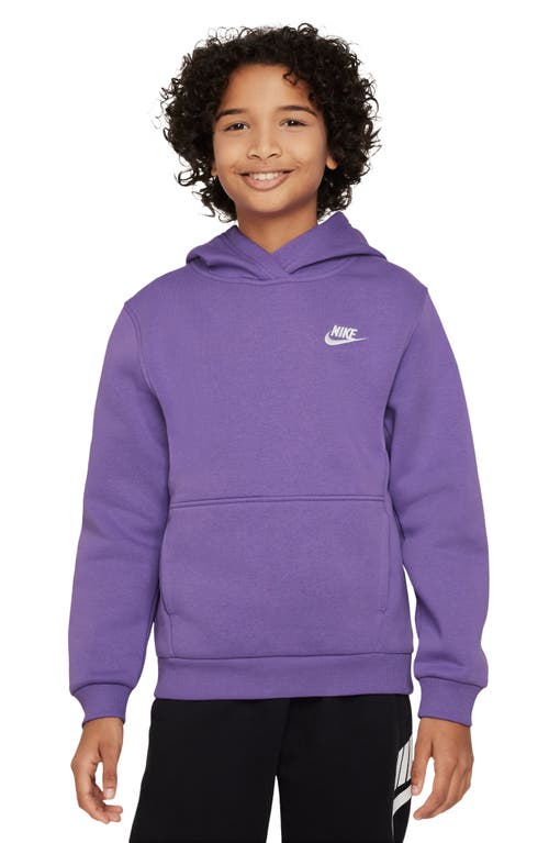 Shop Nike Kids' Club Fleece Hoodie In Black Raspberry/white