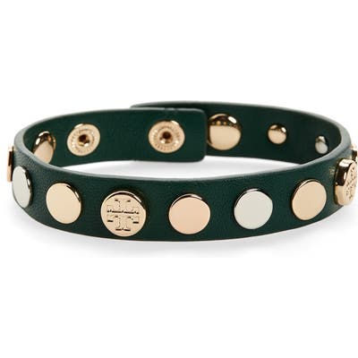 Tory Burch Logo Studded Single Wrap Bracelet