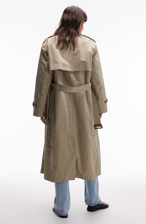 Shop Topshop High Pile Fleece Lined Trench Coat In Stone