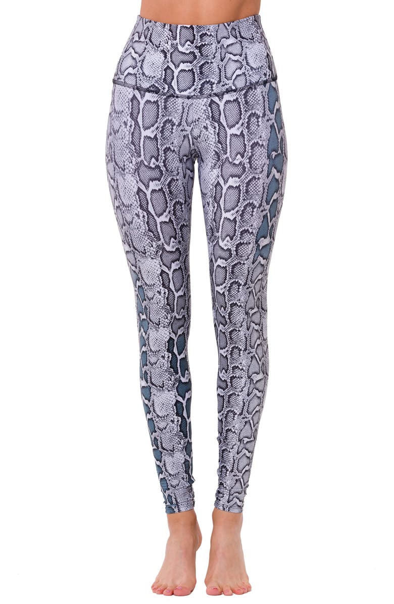 ONZIE Graphic High Rise Leggings, Main, color, BLACK / WHITE SNAKE