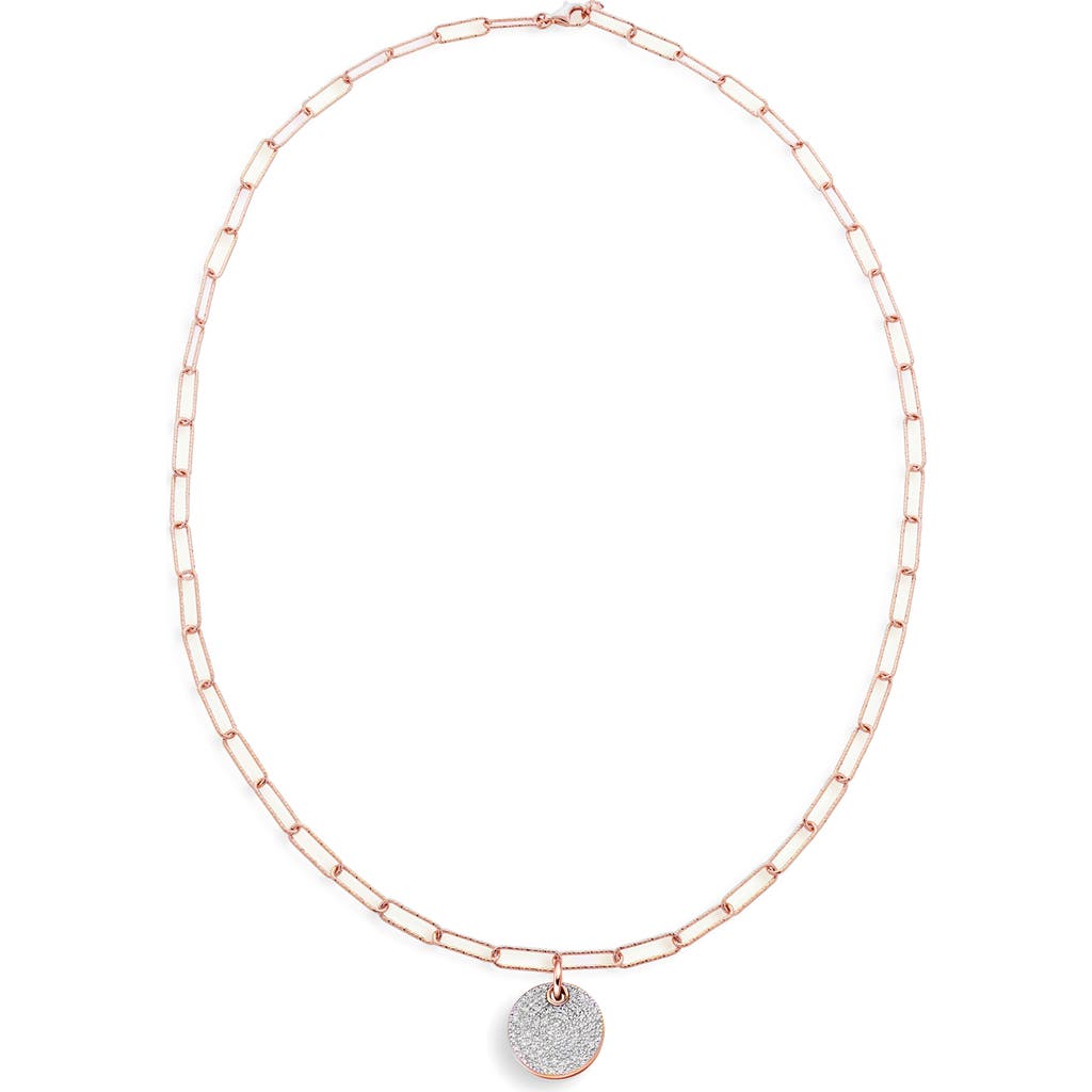 Monica Vinader Ava Diamond Disc Pendant Necklace In 18k Rose Gold Vermeil/diamond