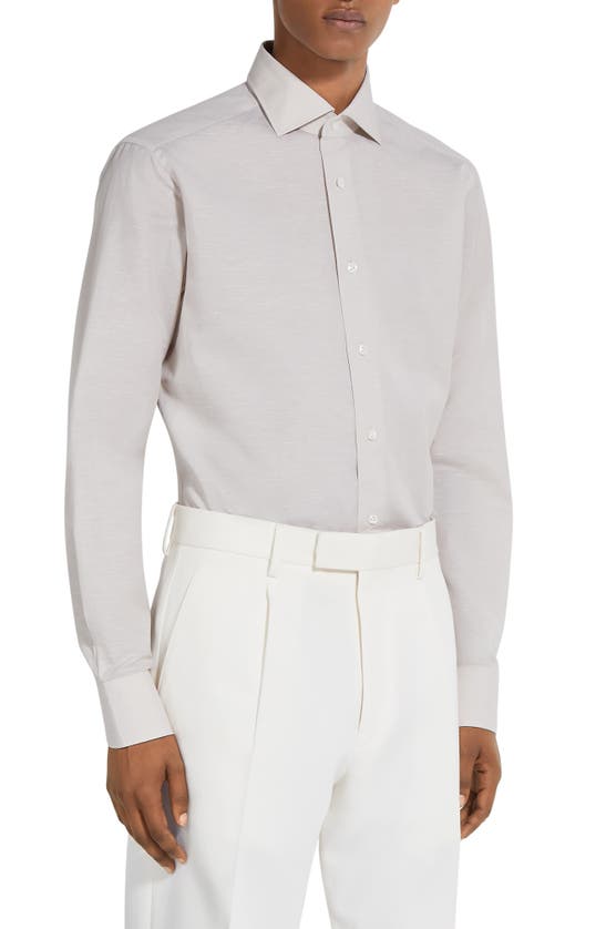 Shop Zegna Couture Cotton & Linen Button-up Shirt In Beige