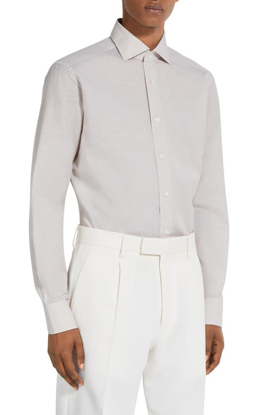 Zegna Light Beige Centoventimila Cotton And Linen Shirt In Beige