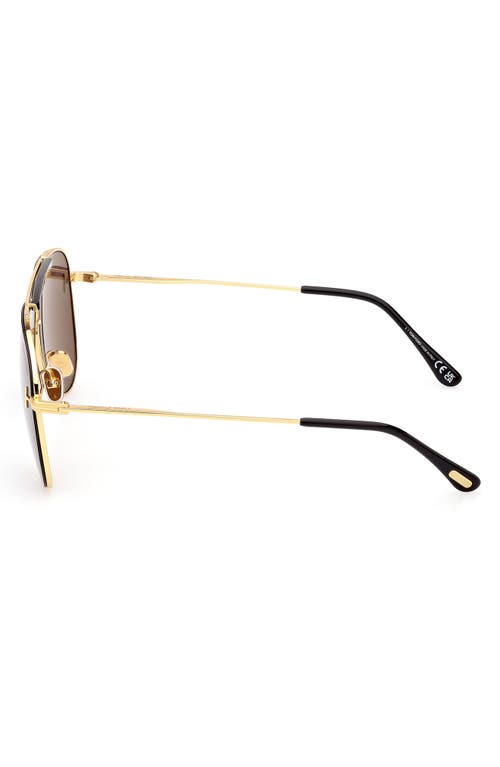 Shop Tom Ford Brady 60mm Pilot Sunglasses In Shiny Deep Gold/smoke