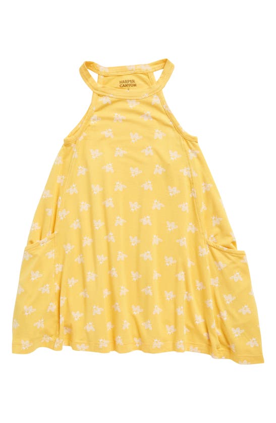 Harper Canyon Kids' Halter Printed Dress In Yellow Agate Honey Bees