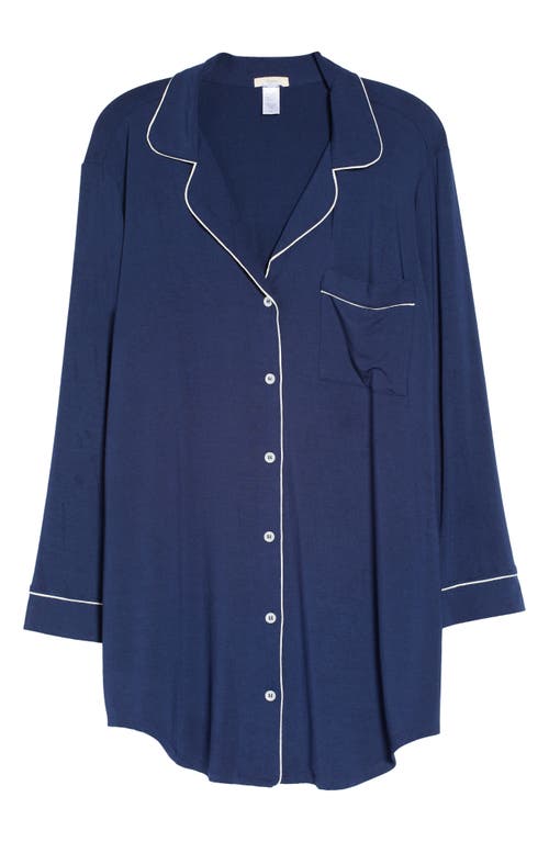 Eberjey Gisele Stretch Jersey Sleep Shirt In Navy/ivory