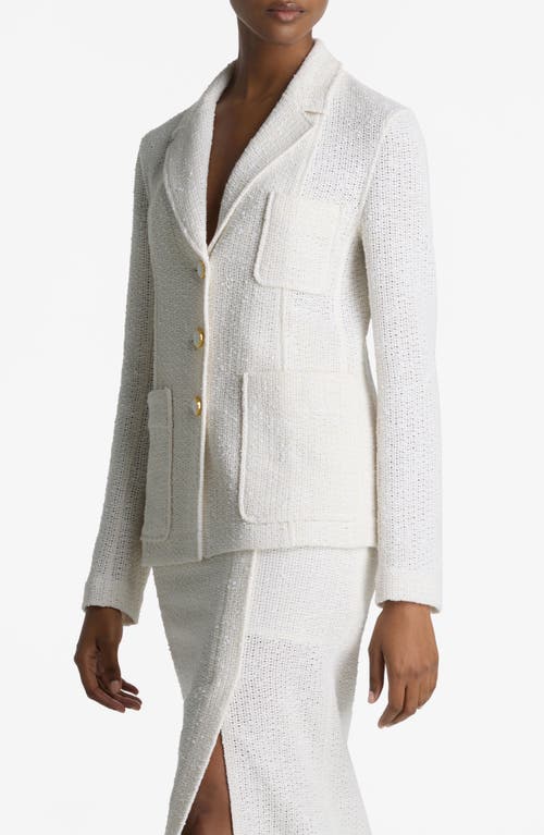 Shop St John St. John Collection Lightweight Open Stitch Cotton Blend Blazer In Ivory