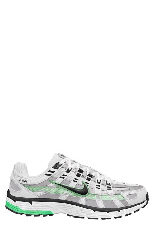 Nike White & Green P-6000 Sneakers In White/black/silver
