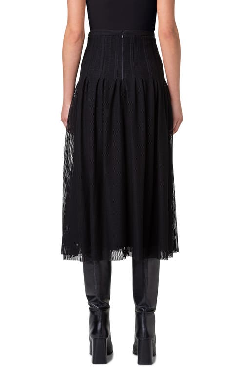 Akris Punto Flared Merino Wool Rib Midi Skirt In Black