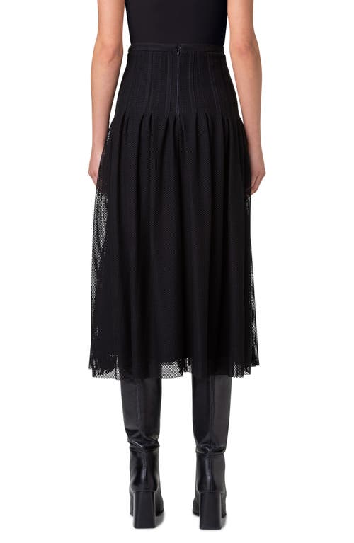 Shop Akris Punto Pleated Mesh Midi Skirt In Black