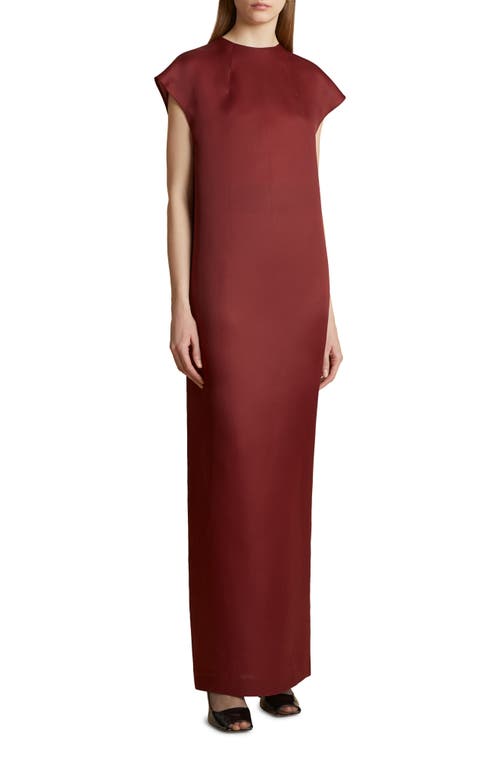 Shop Khaite Lohan Silk Satin Dress In Oxblood