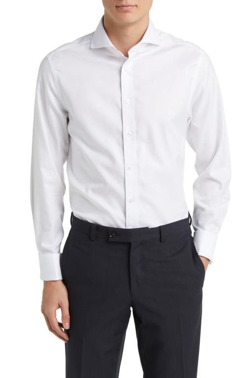 Slim Fit Non-Iron Cotton Twill Dress Shirt in White