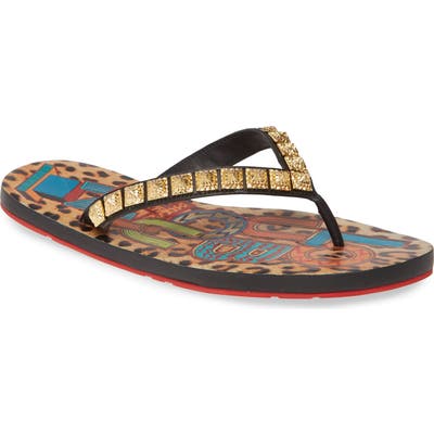Christian Louboutin Montezazou Studded Flip Flop, Brown (Nordstrom Exclusive)