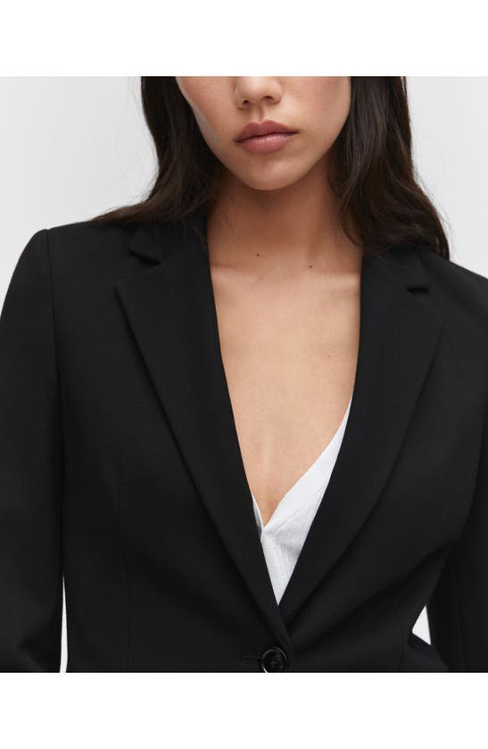 Shop Mango Fitted Single Breasted Ponte Blazer In Black