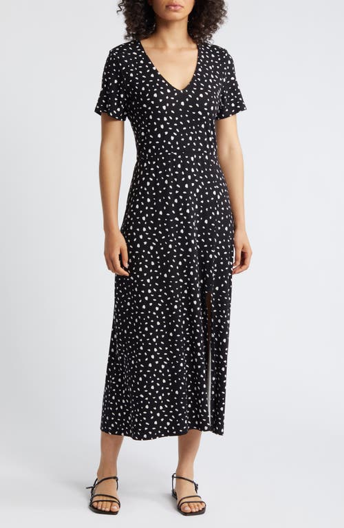 Loveappella Print Maxi Dress In Black/nat