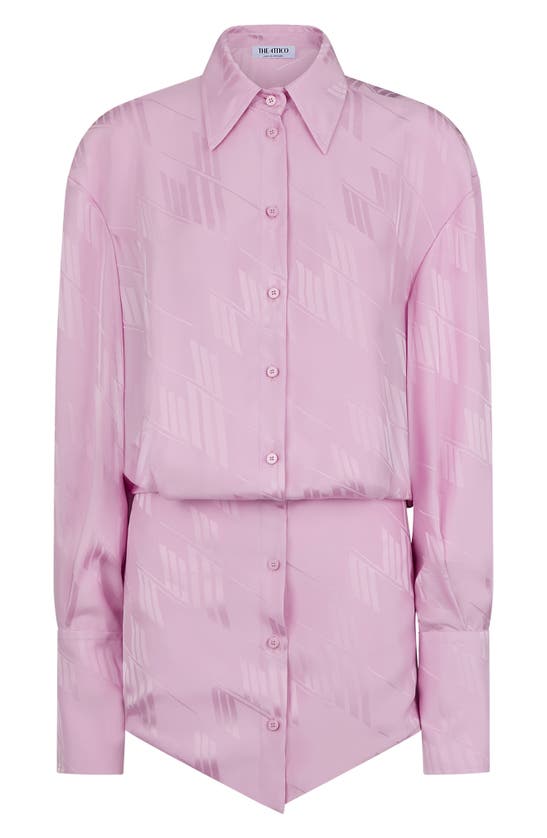 Attico Silvye Shirt Mini Dress In Sugar Pink