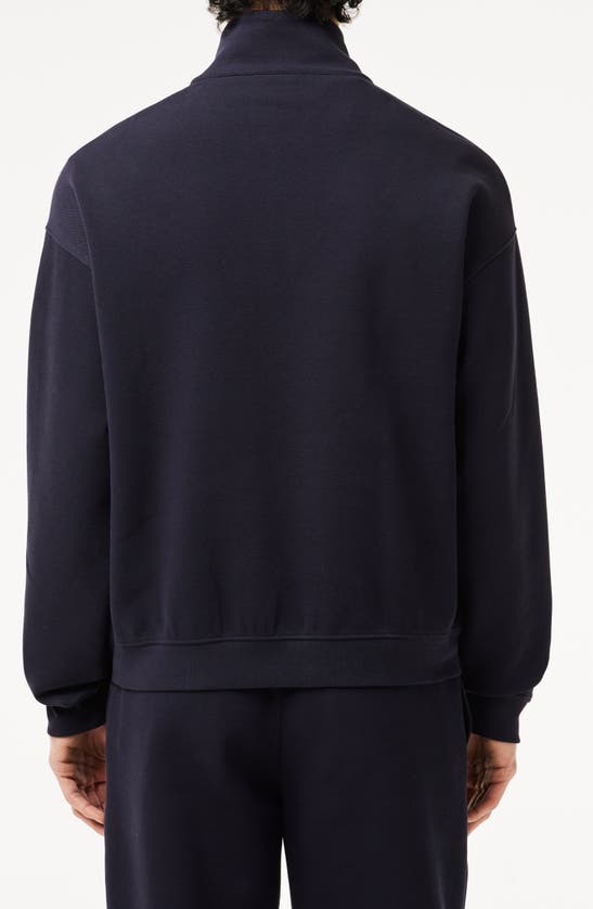 Shop Lacoste Loose Fit Quarter Zip Pullover In Hde Abimes