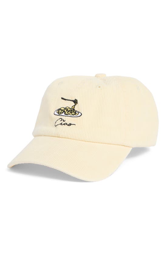 Shop Frasier Sterling Embroidered Ciao Pasta Baseball Cap In Yellow