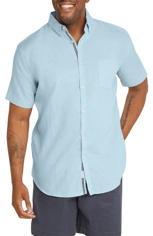 Shop Johnny Bigg Fresno Short Sleeve Linen & Cotton Button-down Shirt In Sky