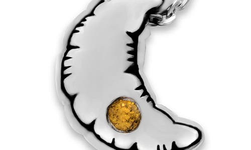 Samuel B. Sterling Silver Moon Pendant Necklace With Citrine Stone In Silver/yellow