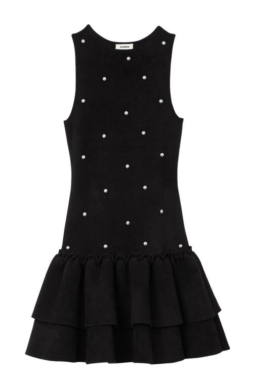 Shop Sandro Velvet Knit Dress In Black