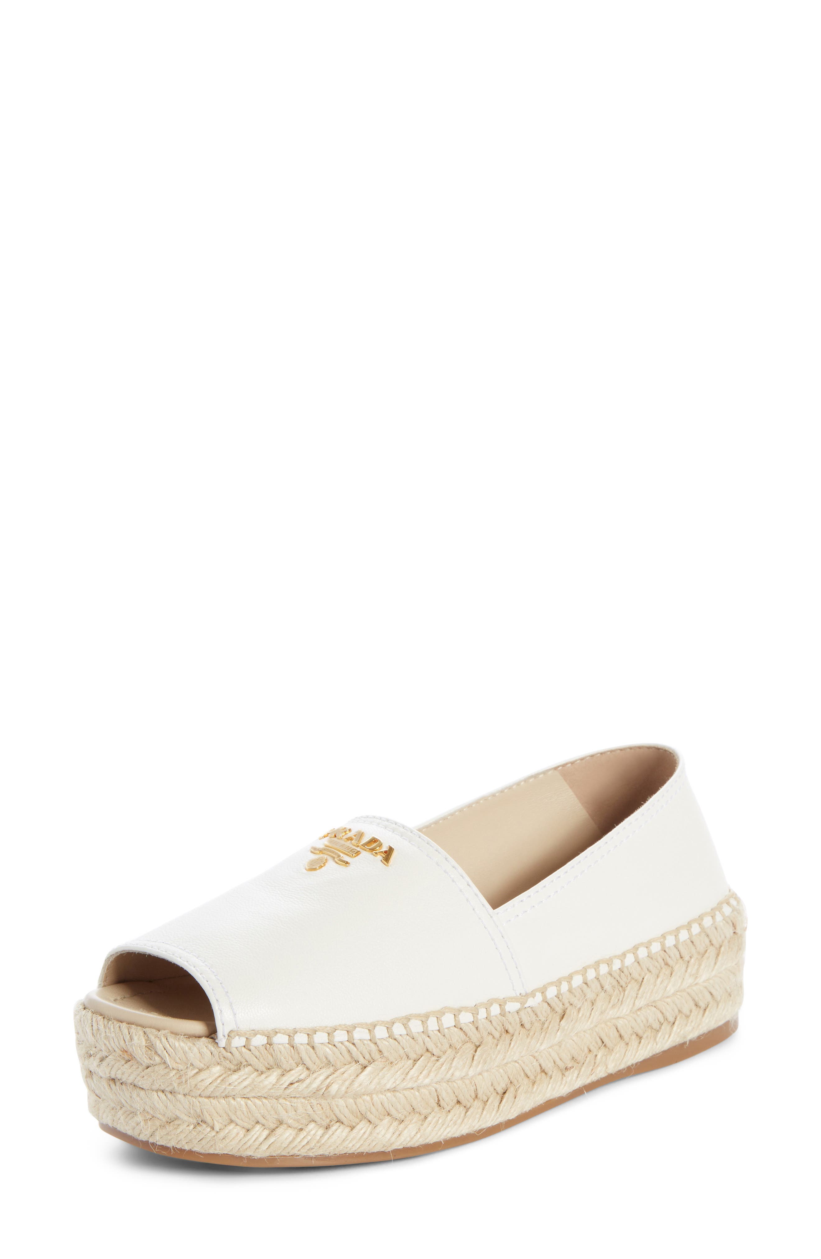 Prada Peep Toe Platform Espadrille 