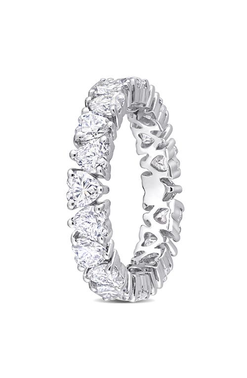 Delmar Sterling Silver Lab Created Moissanite Heart Eternity Ring In Silver