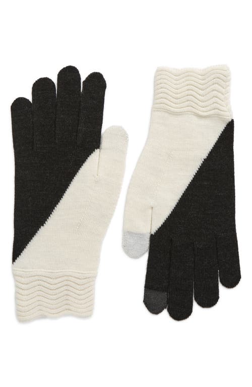 Seymoure Gallery Colorblock Wool Tech Gloves in Heather Black Creme