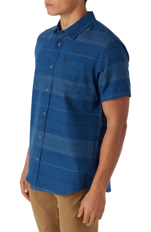 Shop O'neill Seafaring Stripes Short Sleeve Button-up Shirt In Indigo