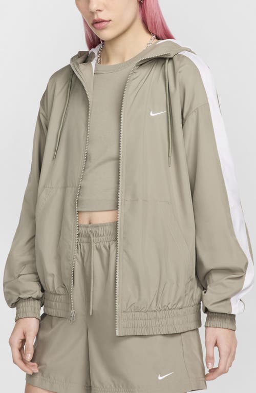 Shop Nike Classic Hooded Zip Jacket In Light Army/white