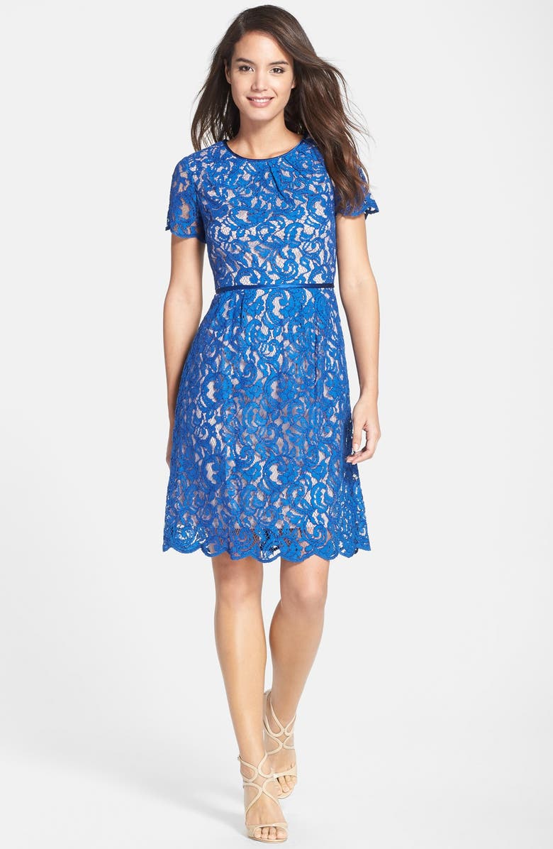 Adrianna Papell Scalloped Lace Dress, Alternate, color, 