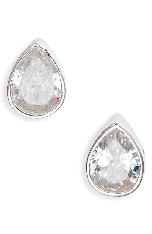 SHYMI Fancy Bezel Stud Earrings in Silver/White/pear Cut at Nordstrom