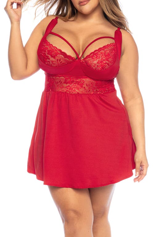 Mapale Sleep Lace Trim Chemise Red at Nordstrom,