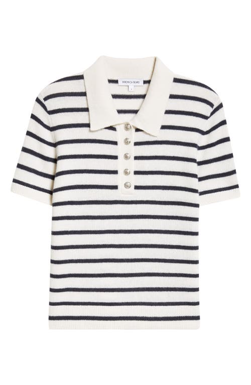 Shop Veronica Beard Brandt Cashmere Polo In Ivory/navy