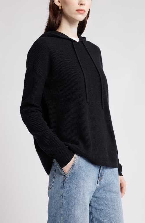 Shop Nordstrom Wool & Cashmere Knit Hoodie In Black Rock