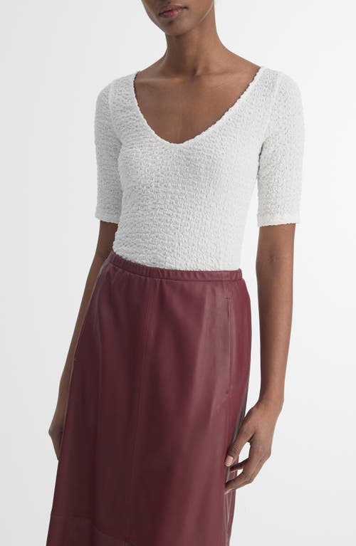 Shop Vince Textured V-neck Knit Top In Off White